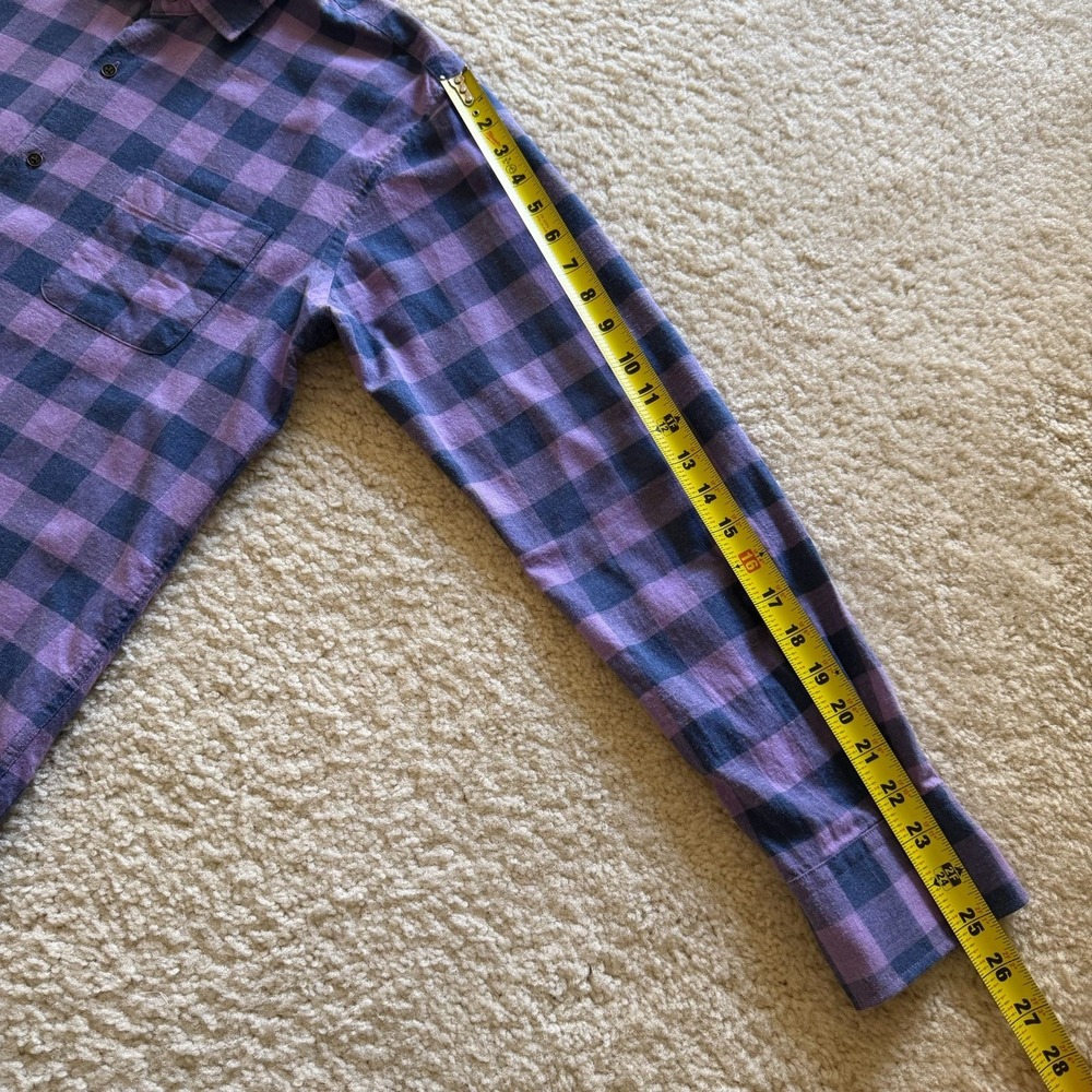Peter Millar Purple Navy Plaid Cotton Flannel Button-Up Men Shirt size M - Picture 12 of 14